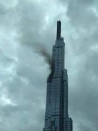 Black smoke rises from the tallest Landmark 81 building in Vietnam
