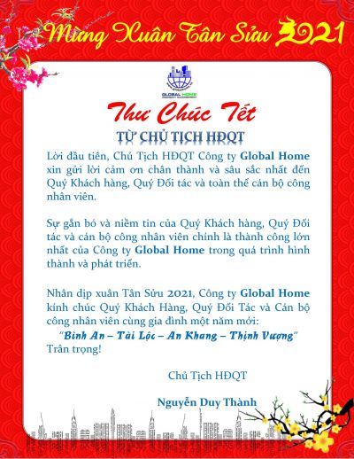 Thư Chúc Tết từ CTHĐQT - Công Ty Quản Lý Global Home