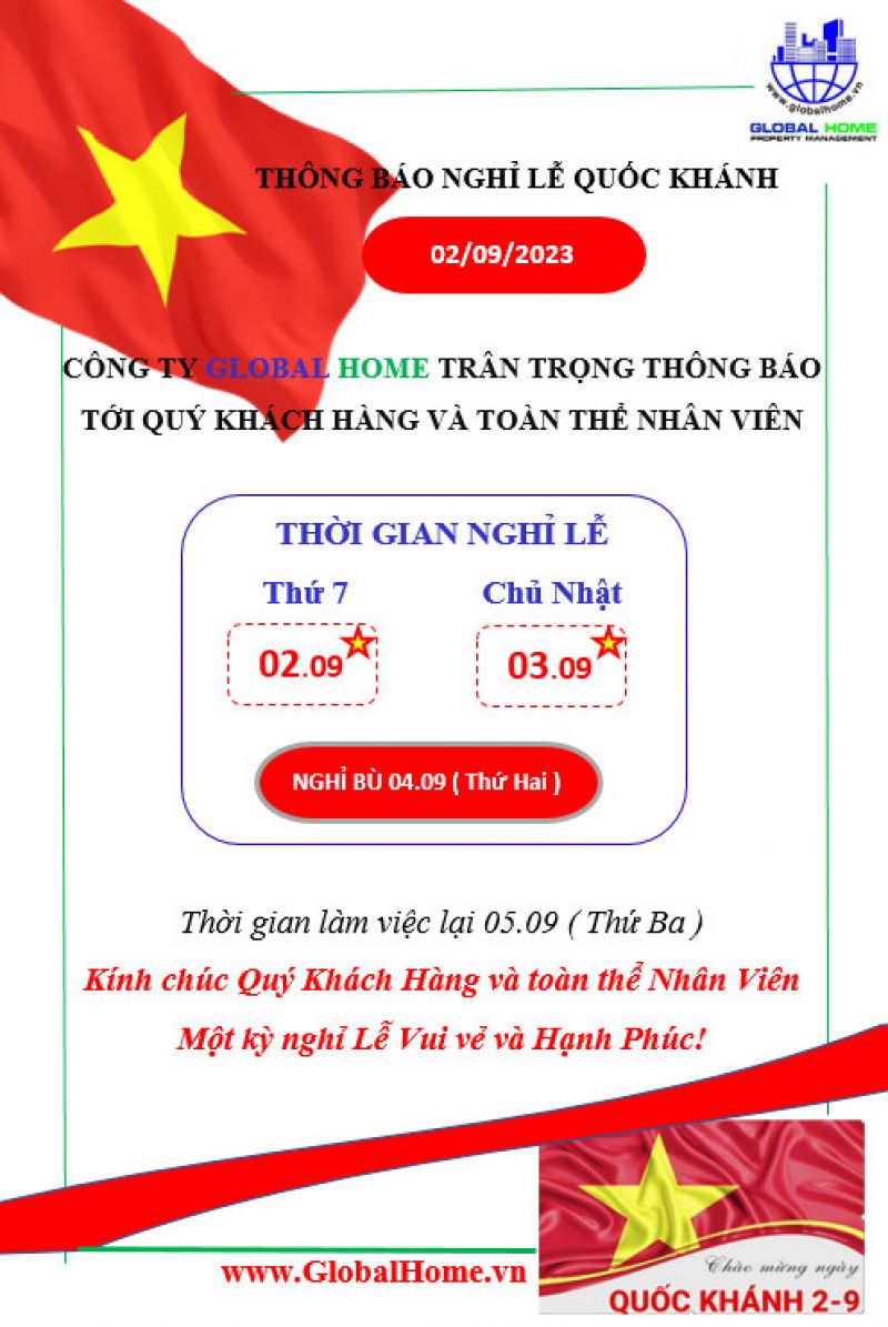 TH&Ocirc;NG B&Aacute;O LỊCH NGHỈ LỄ QUỐC KH&Aacute;NH 02/09